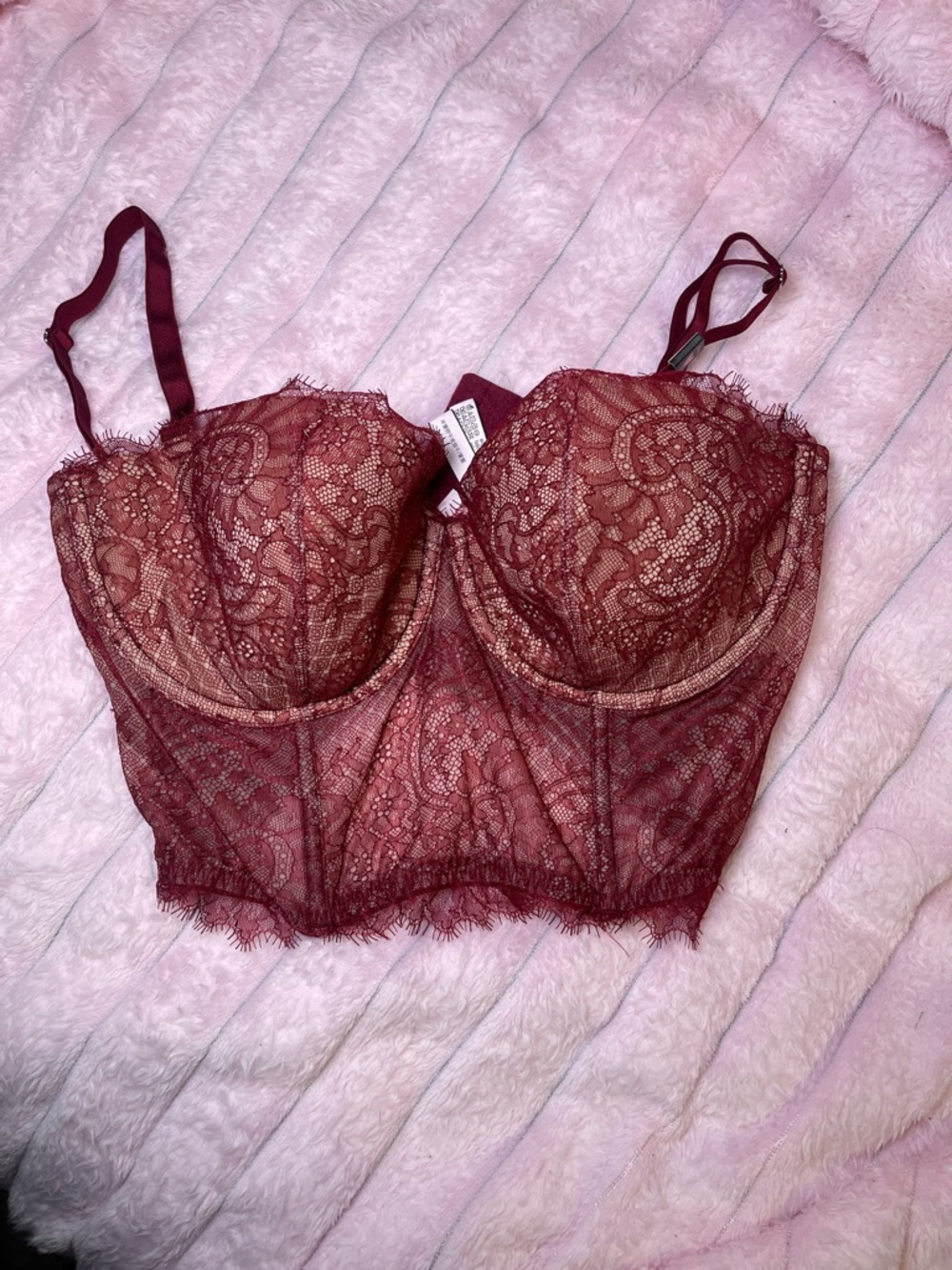 Victoria's Secret Burgundy Lace Longline Bustier
